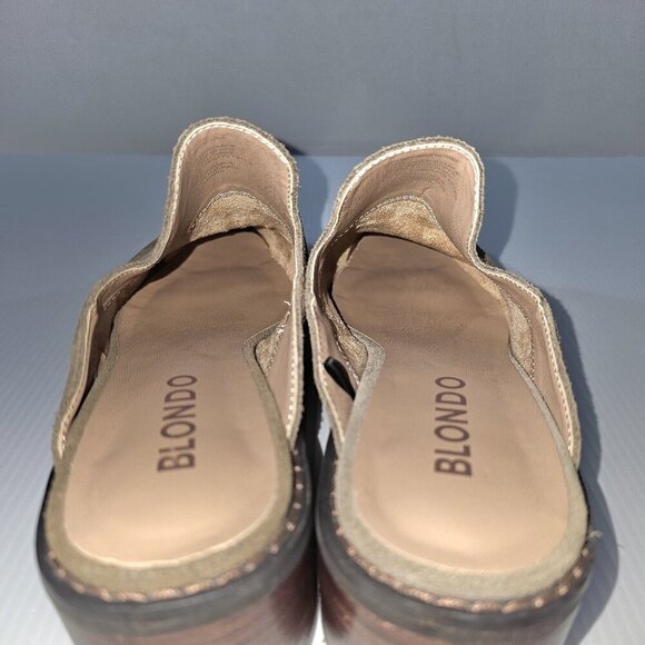 NEW Blondo Sienna Slip On Mule Size 7.5 Dark Taupe Suede Water Resistant Neutral - Picture 9 of 12